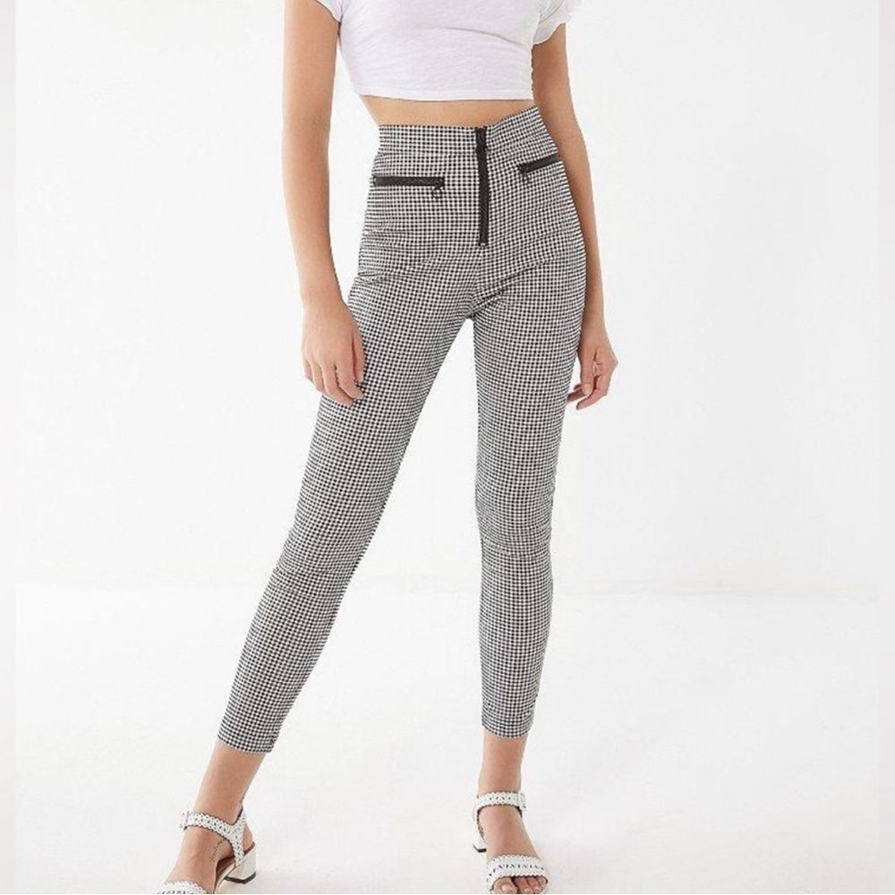 Urban Outfitters High Waisted Zip Front Gingham Pants